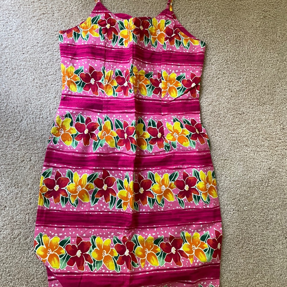 Tropical 100% cotton Spaghetti strap dress fitted size 6